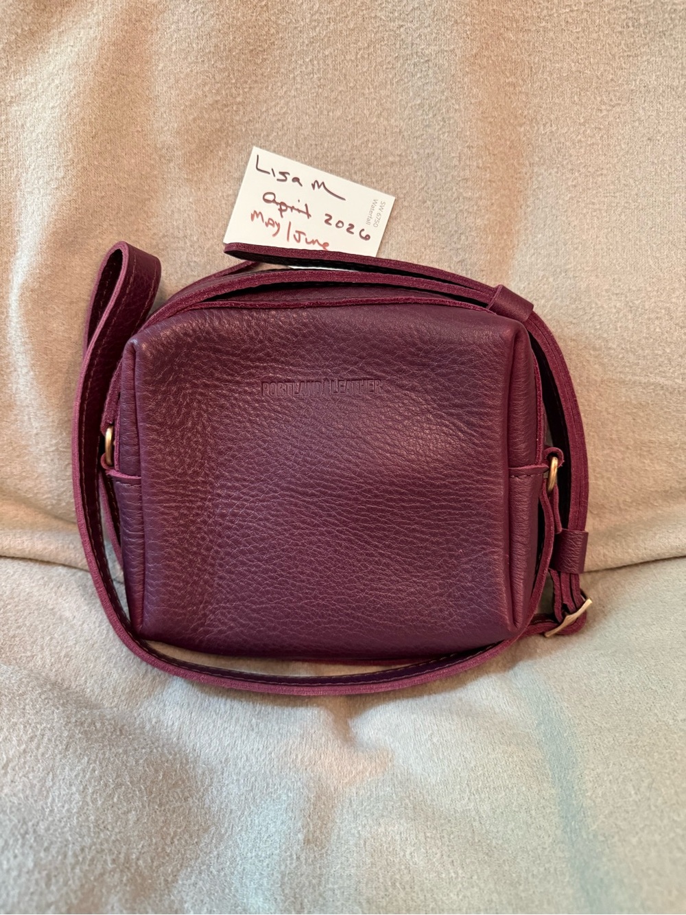 Portland Leather Plum Pebbled and Thick Leather, Crossbody Bag